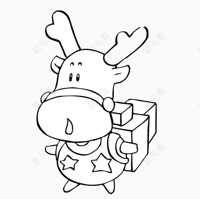 背礼物盒子的小鹿