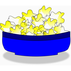 一个蓝色碗里的爆米花
