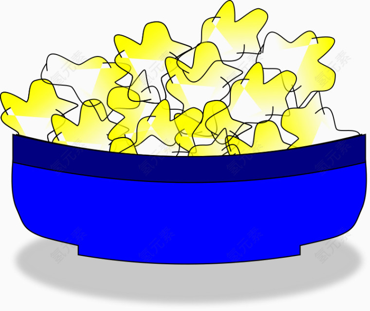 一个蓝色碗里的爆米花