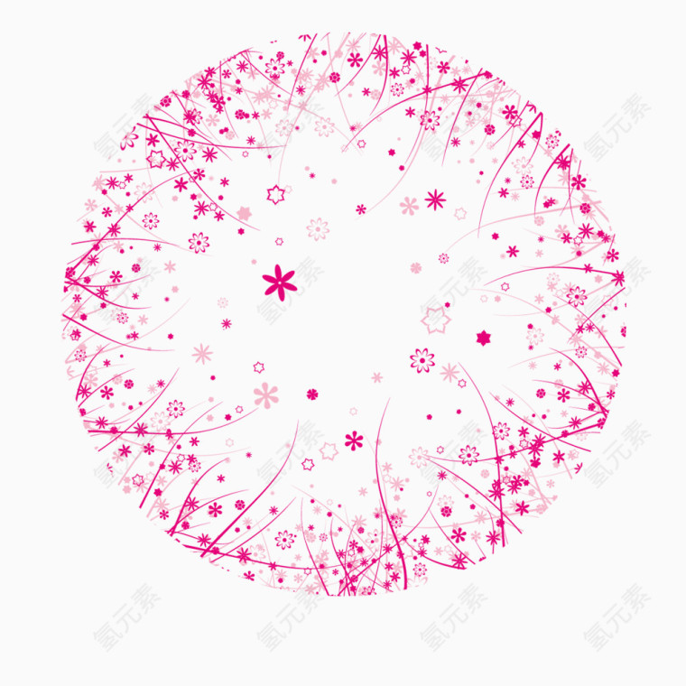 粉红色花组成的圆形装饰图