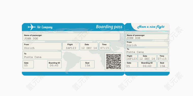 写实飞机票模板