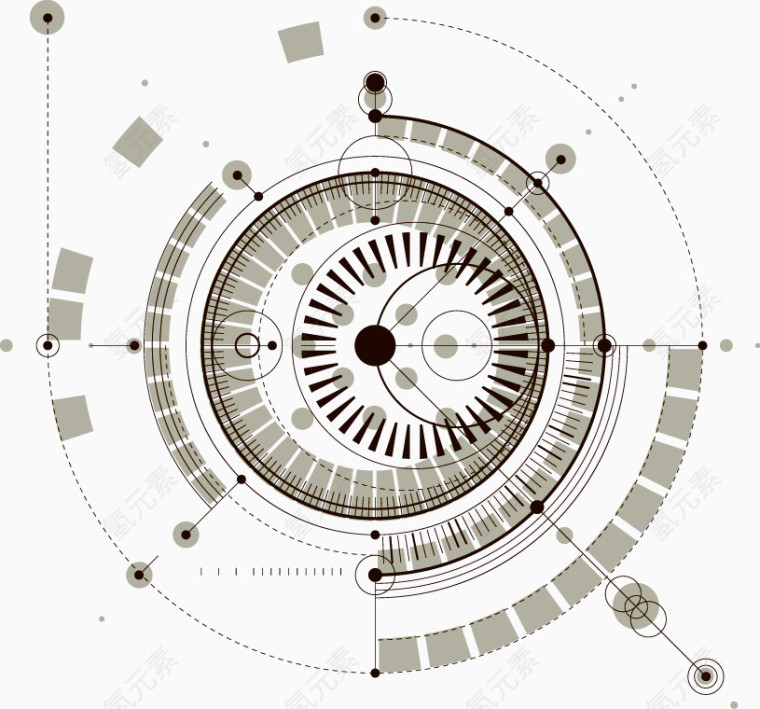 矢量圆心阵列重复科技PPT元素