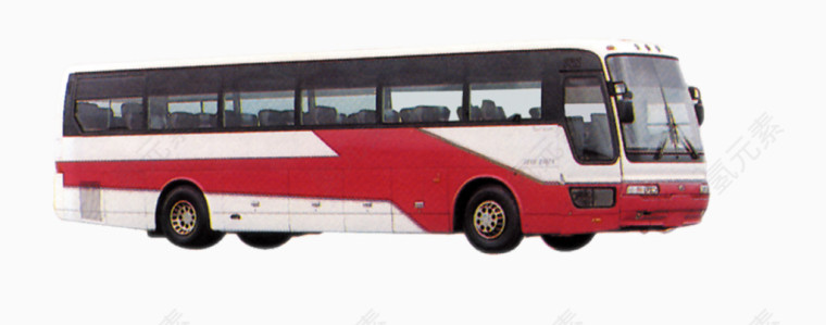 一辆白红色长途大巴车
