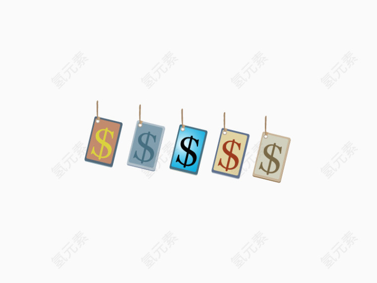 各种颜色货币标志吊牌矢量素材
