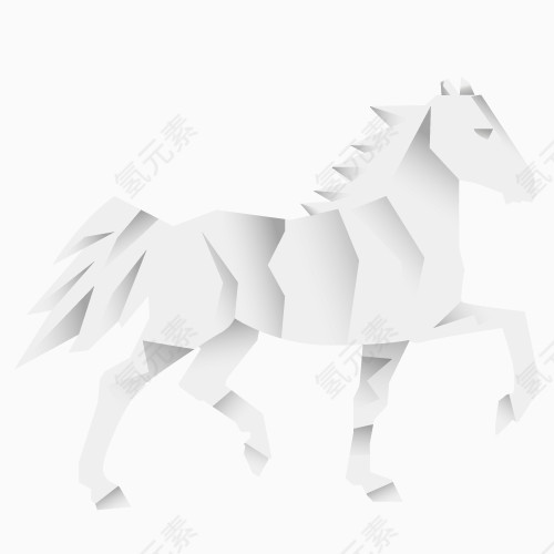 矢量折纸白色马免费素材
