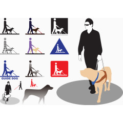 导盲犬图标盲人标志矢量图