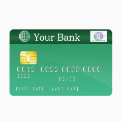 矢量绿色银行卡信用卡储蓄卡