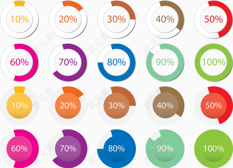 彩色几何进度表矢量图