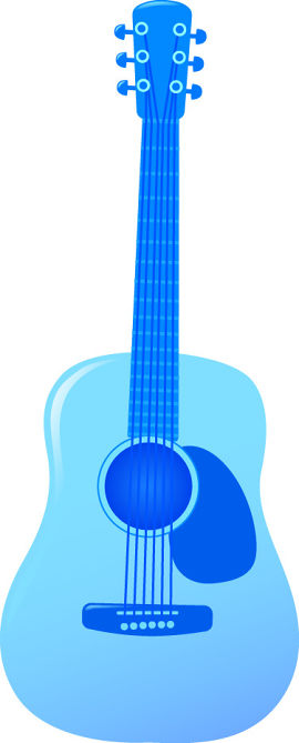 手绘蓝色吉他