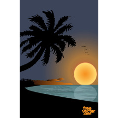 日落海滩图形