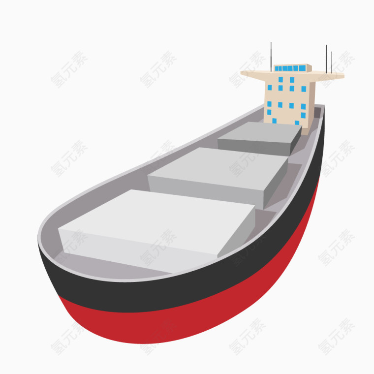 红色大型货轮船舶