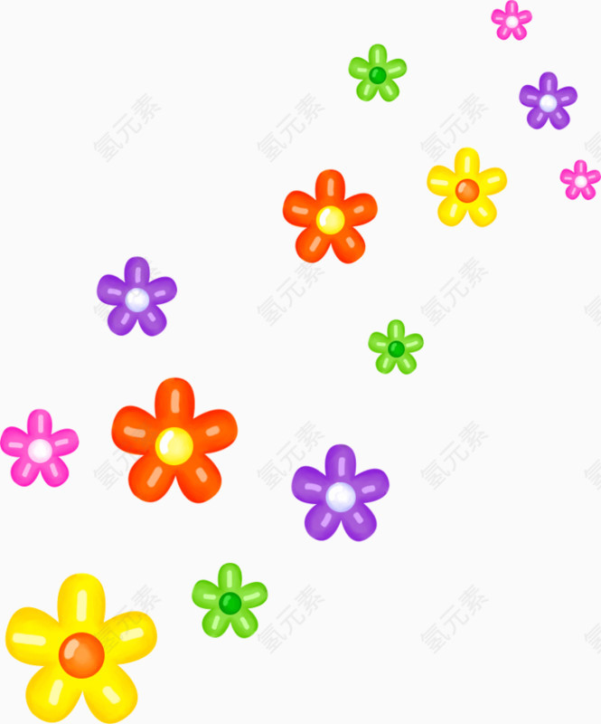 卡通手绘彩色花朵漂浮物