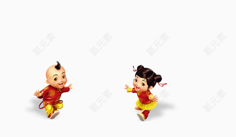中国节日素材卡通男女