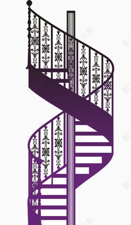 紫色唯美铁艺旋转楼梯