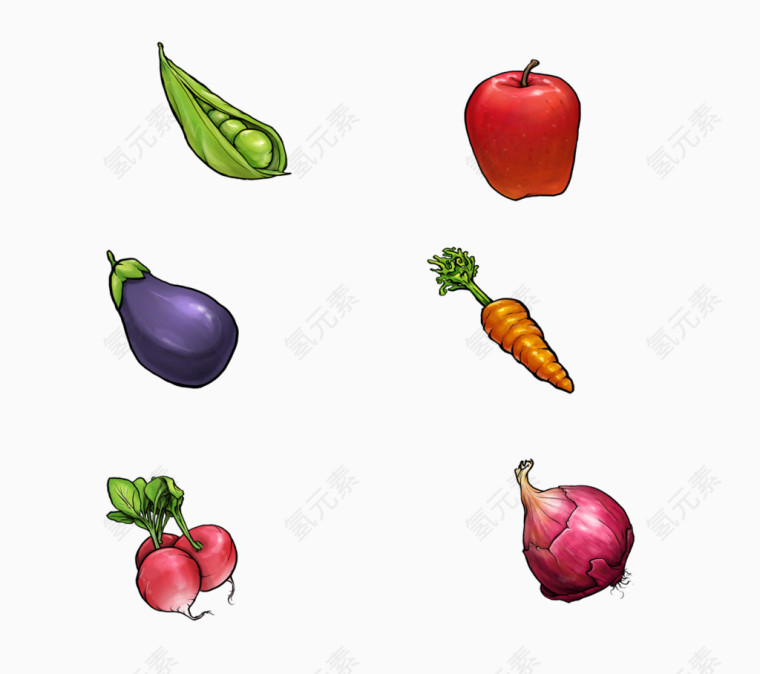 常见水果蔬菜PNG图标