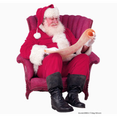 粉红色在沙发上坐着的圣诞老人