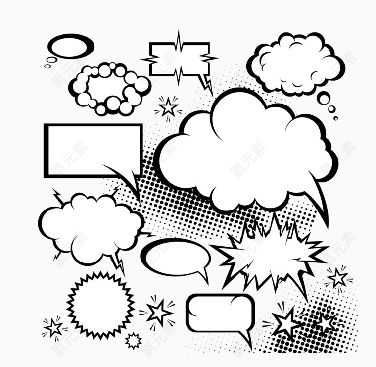 矢量漫画爆炸云对话框