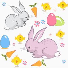 复活节兔子与小鸡
