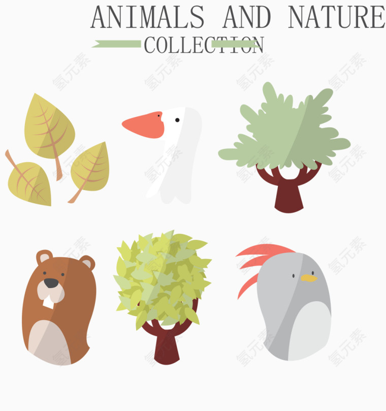 6款自然动植物矢量素材