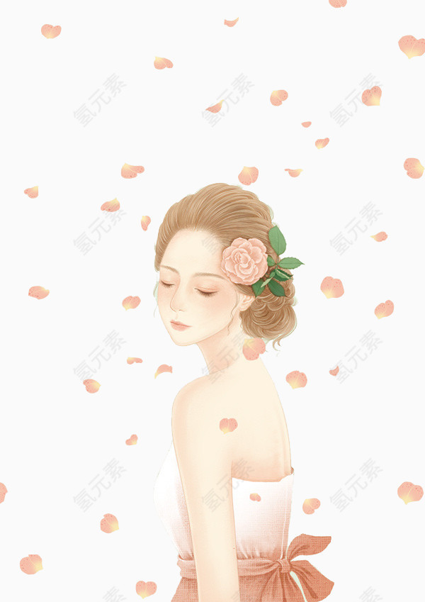 唯美手绘女孩插画