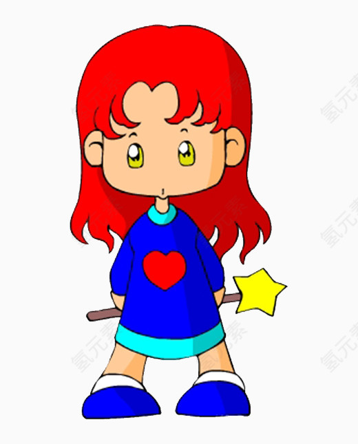 红色长发的魔术师女孩