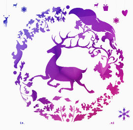 圣诞元素紫色驯鹿元素
