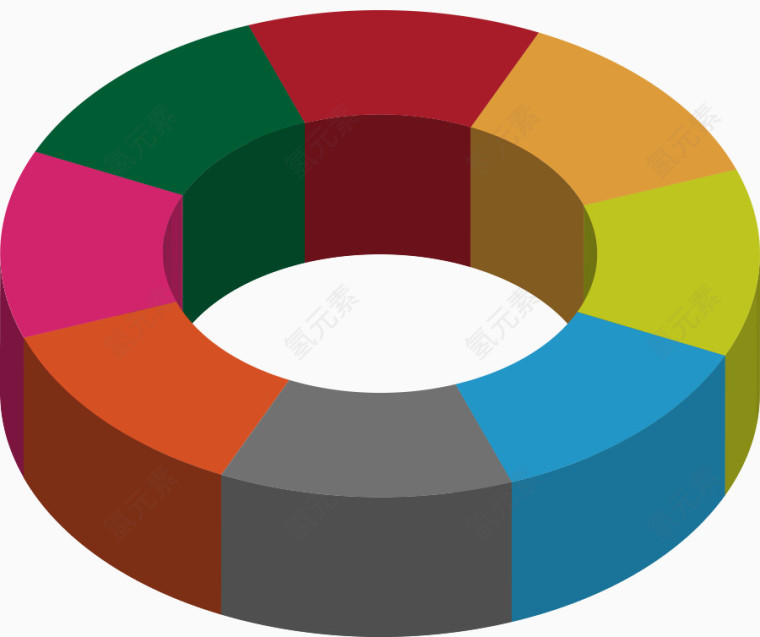 矢量ppt素材纯色数据比例圆环