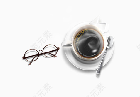 一杯热咖啡与眼镜