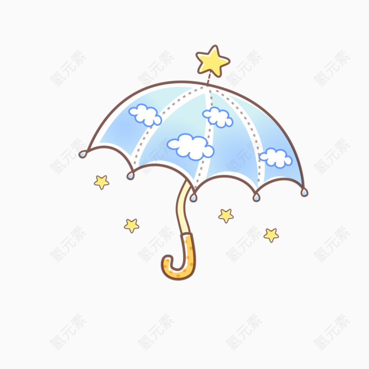 手绘卡通雨伞图形