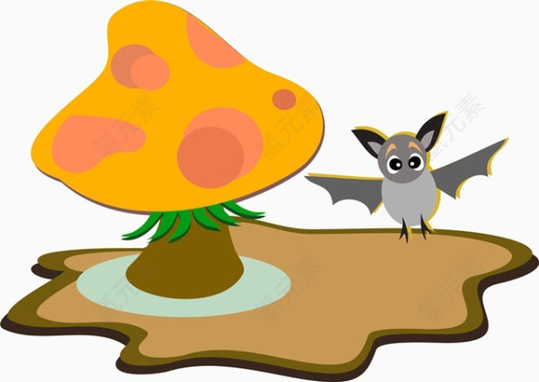 卡通蘑菇蝙蝠