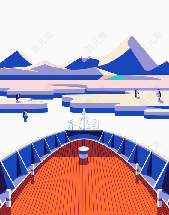 蓝色冰川企鹅船