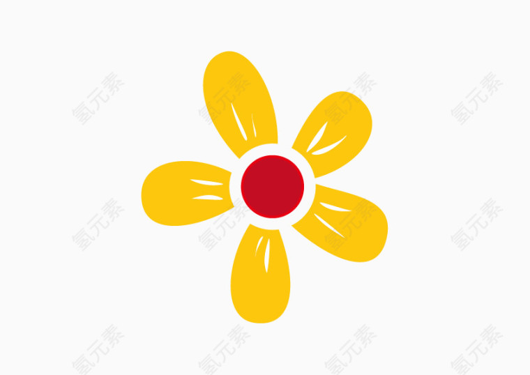 黄色花朵红蕊矢量