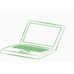 矢量绿色 手绘线条笔记本电脑