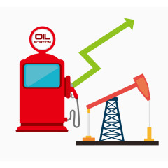 加油站红色石油开采卡通素材