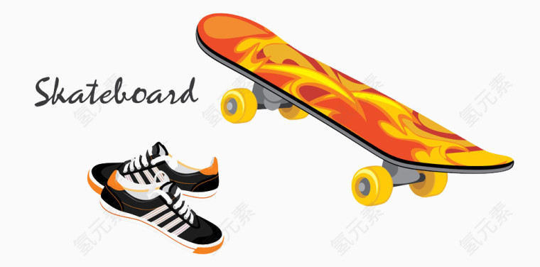滑板和鞋子