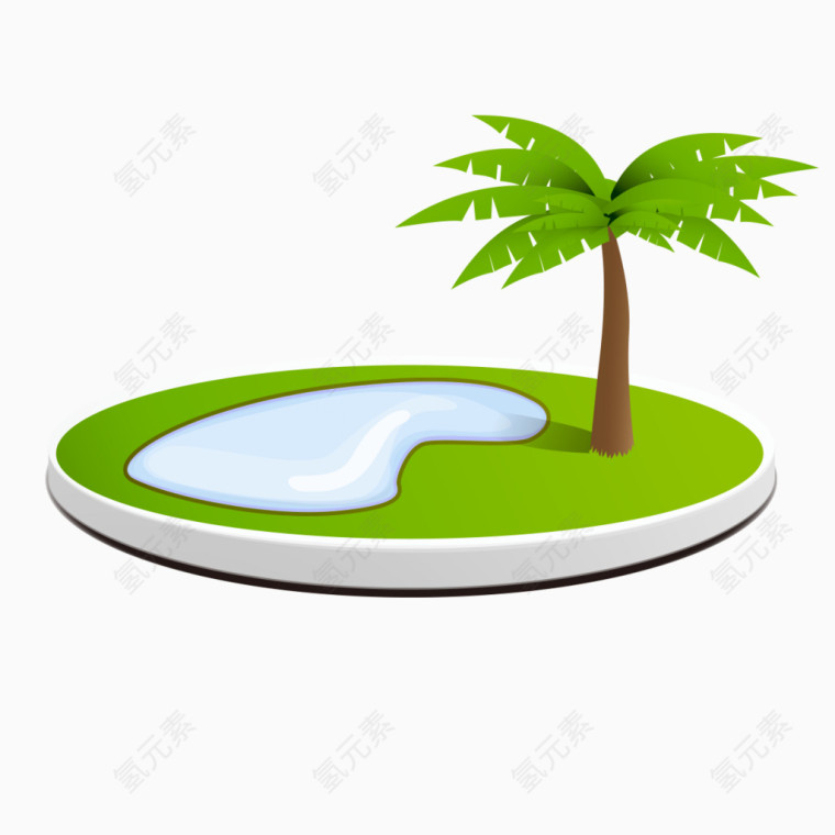 卡通椰树泳池模型
