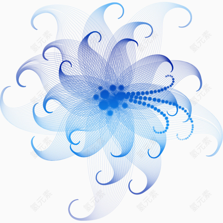 蓝色花纹旋转图案