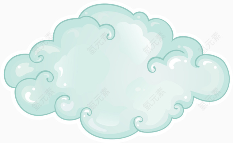 卡通绿色白边云朵