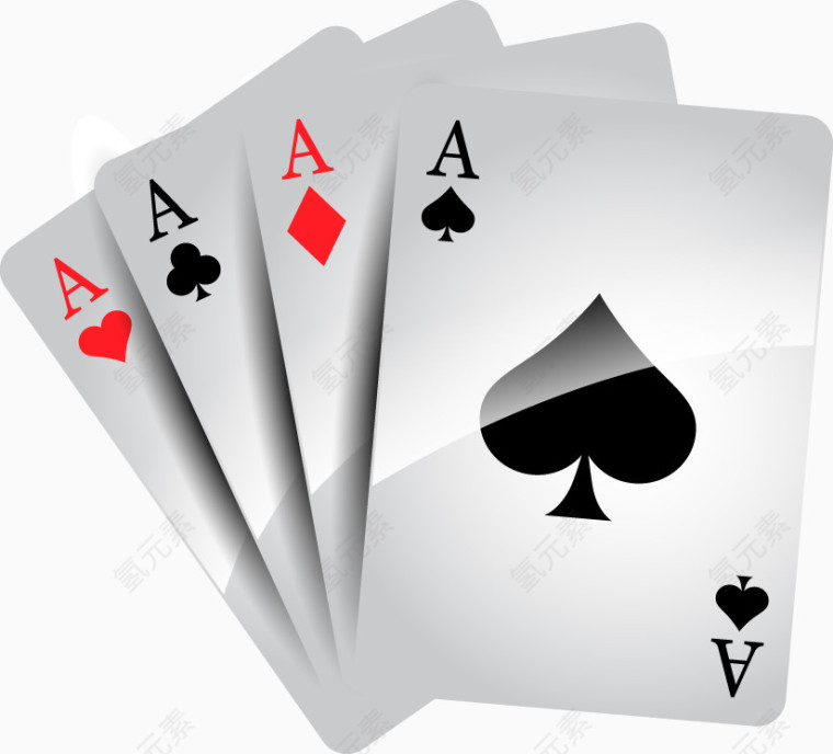 四张扑克牌矢量娱乐道具