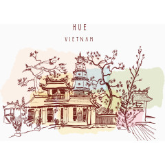 手绘越南风景
