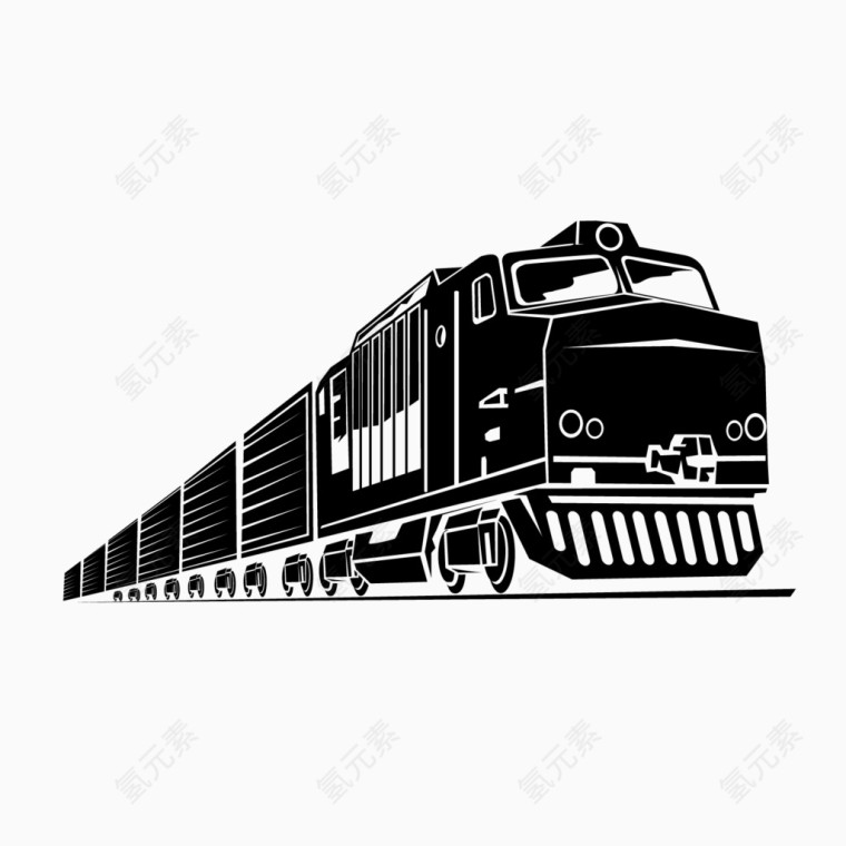 矢量黑色铁道蒸汽机车
