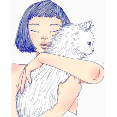 抱猫的少女