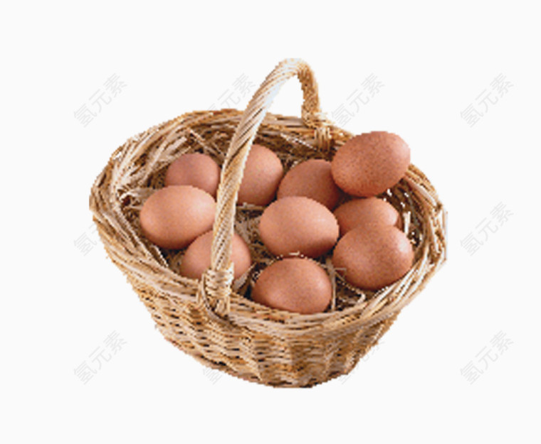 一篮筐的新鲜鸡蛋