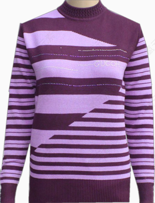 紫色条纹毛衣