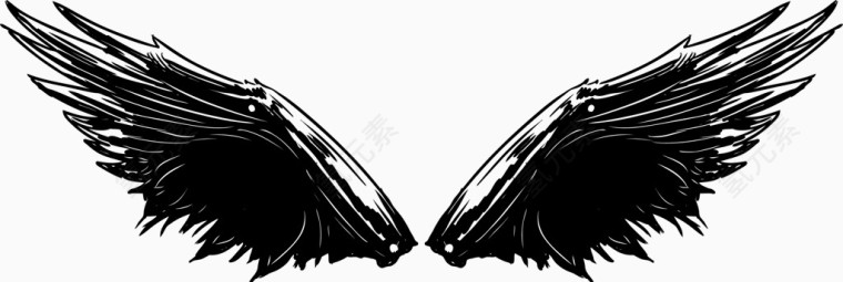 矢量纹身黑色恶魔翅膀