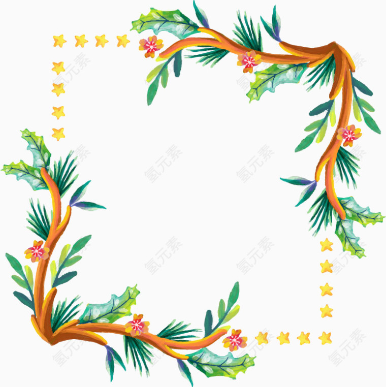 矢量手绘圣诞节装饰树枝