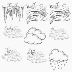 多云下雨天气线条图标