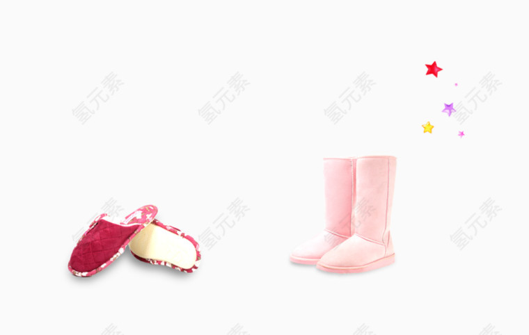 女士粉红色棉拖鞋棉鞋