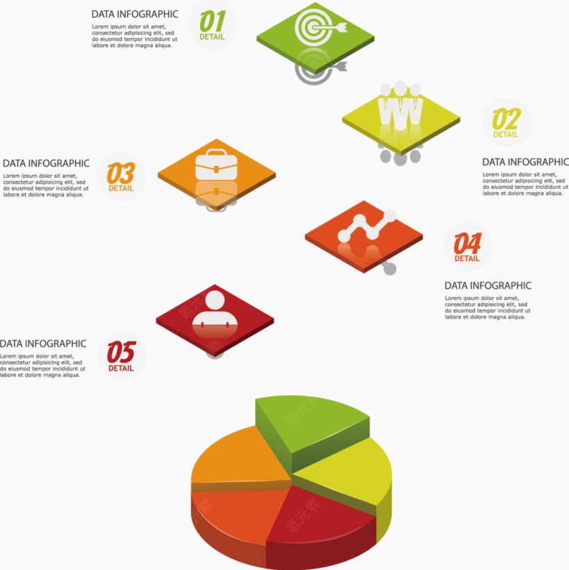 空间感立体饼状图表矢量素材下载