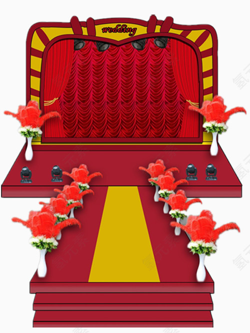红色花路引的婚礼效果图